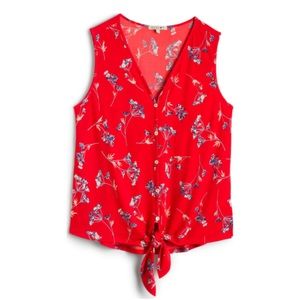 Button down, tie front knit tank